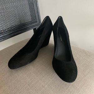 Vía Spiga Black Suede Wedge Heels